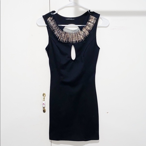 The Vintage Shop Dresses & Skirts - Black Mini Dress with Silver Beading